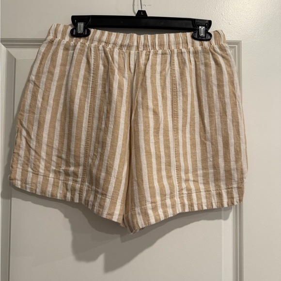 Universal Thread High Waist Tan Striped Linen Shorts - Picture 2 of 3